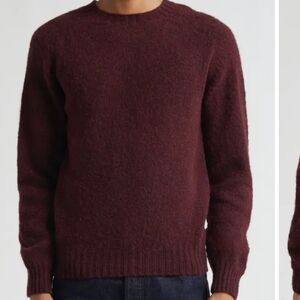 NWOT Mens DRAKE'S Brushed Shetland Lambswool Crewneck Sweater